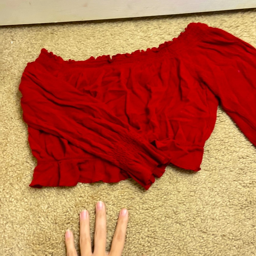 SHEIN SMALL RED BLOUSE NEVER BEEN WORN